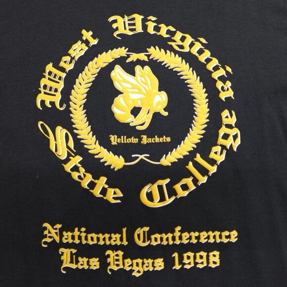 Vintage West Virginia Yellow Jackets Shirt Medium Black National Conference 1998 - Picture 1 of 5